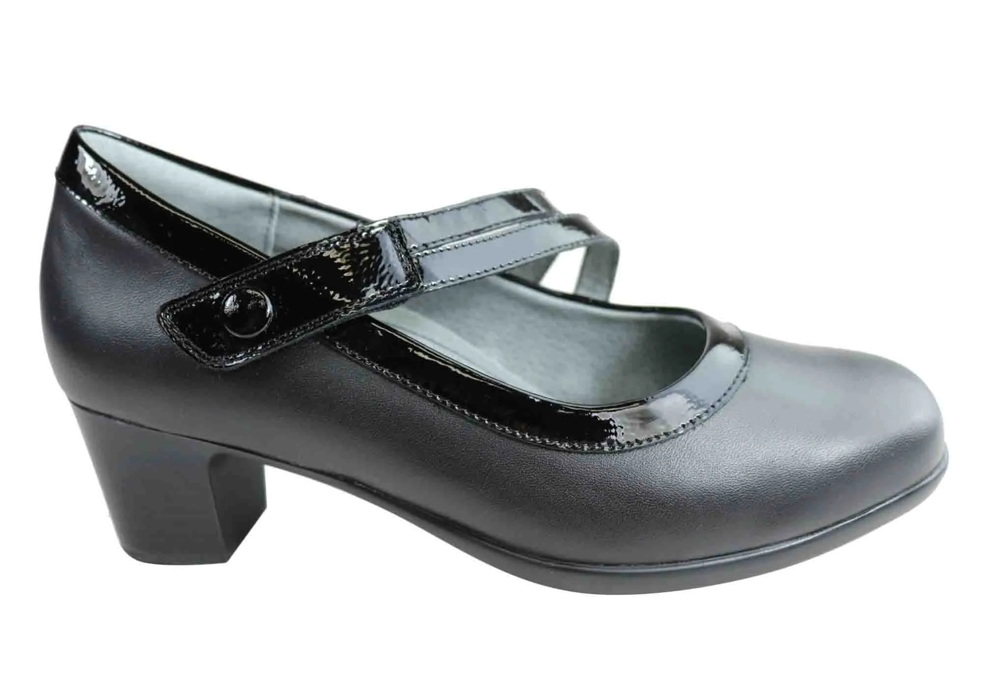 Homyped Lacey Womens Comfortable Leather Wide Fit Heels Shoes Smart Vibe