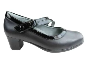 Homyped Lacey Womens Comfortable Leather Wide Fit Heels Shoes Bold Wedding Heels Soft Texture