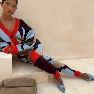 Fresh Season Navy Abstract Cuff Jogger