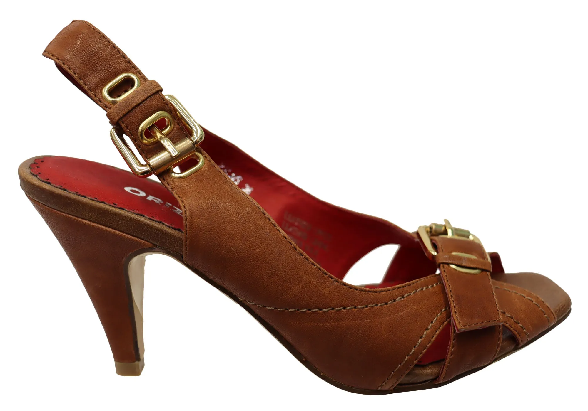 Orizonte Palms Womens Leather Heel Sandals Chic White Stilettos