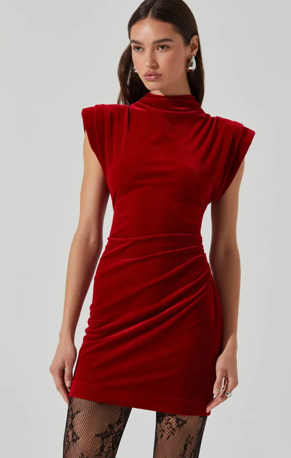 Ila Velvet Mini Dress Statement-Print Layered Style