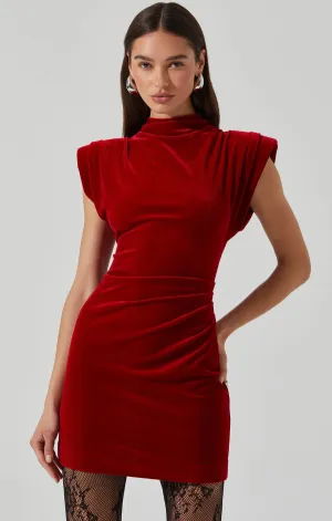 Ila Velvet Mini Dress Bell-Sleeve