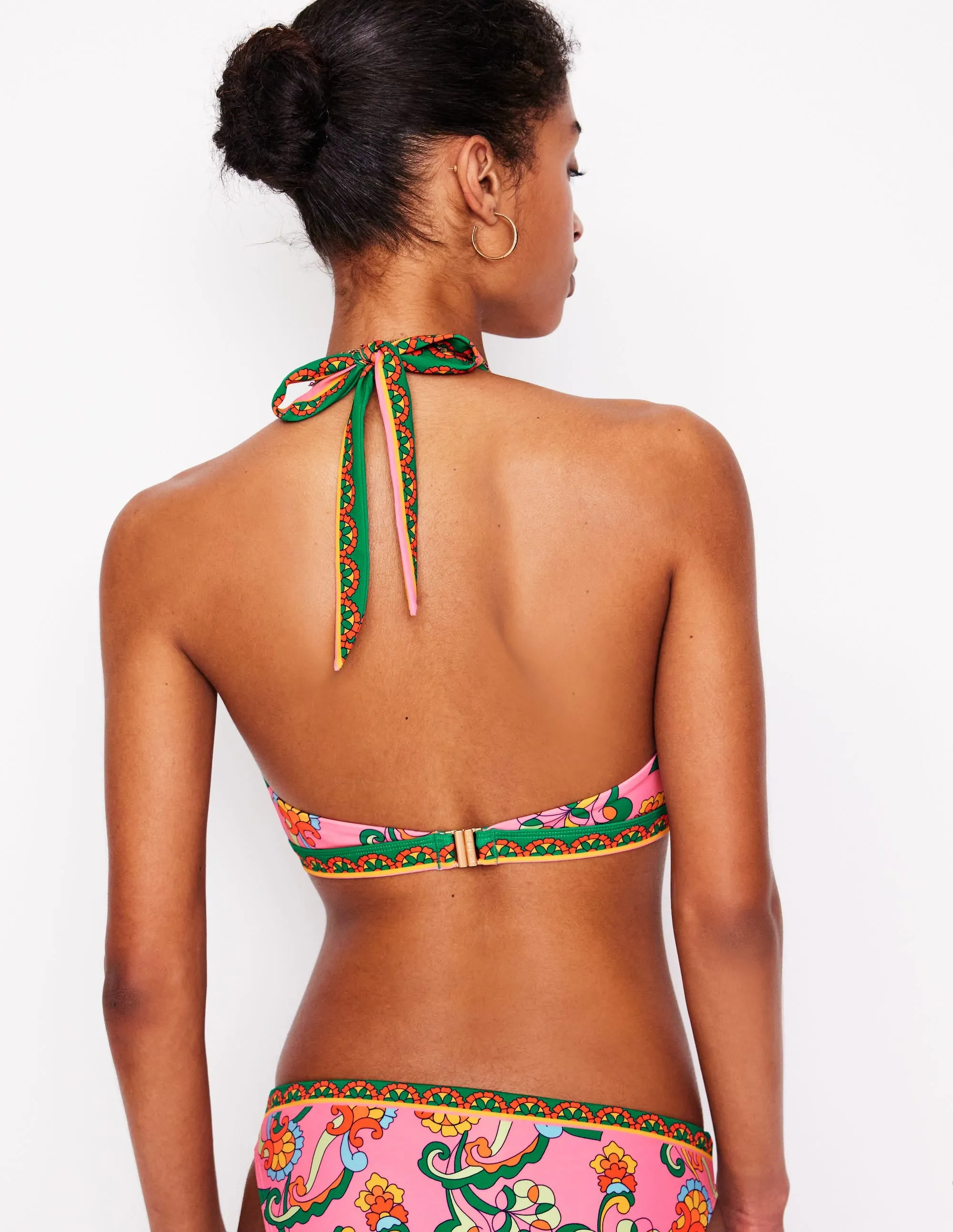 Ios V Panel Bikini Top-Pink Rose, Foliage Trail Eco Friendly Packaging Bold-Prints