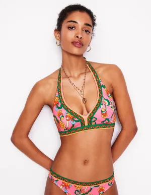 Ios V Panel Bikini Top-Pink Rose, Foliage Trail Anti Chafe Panels