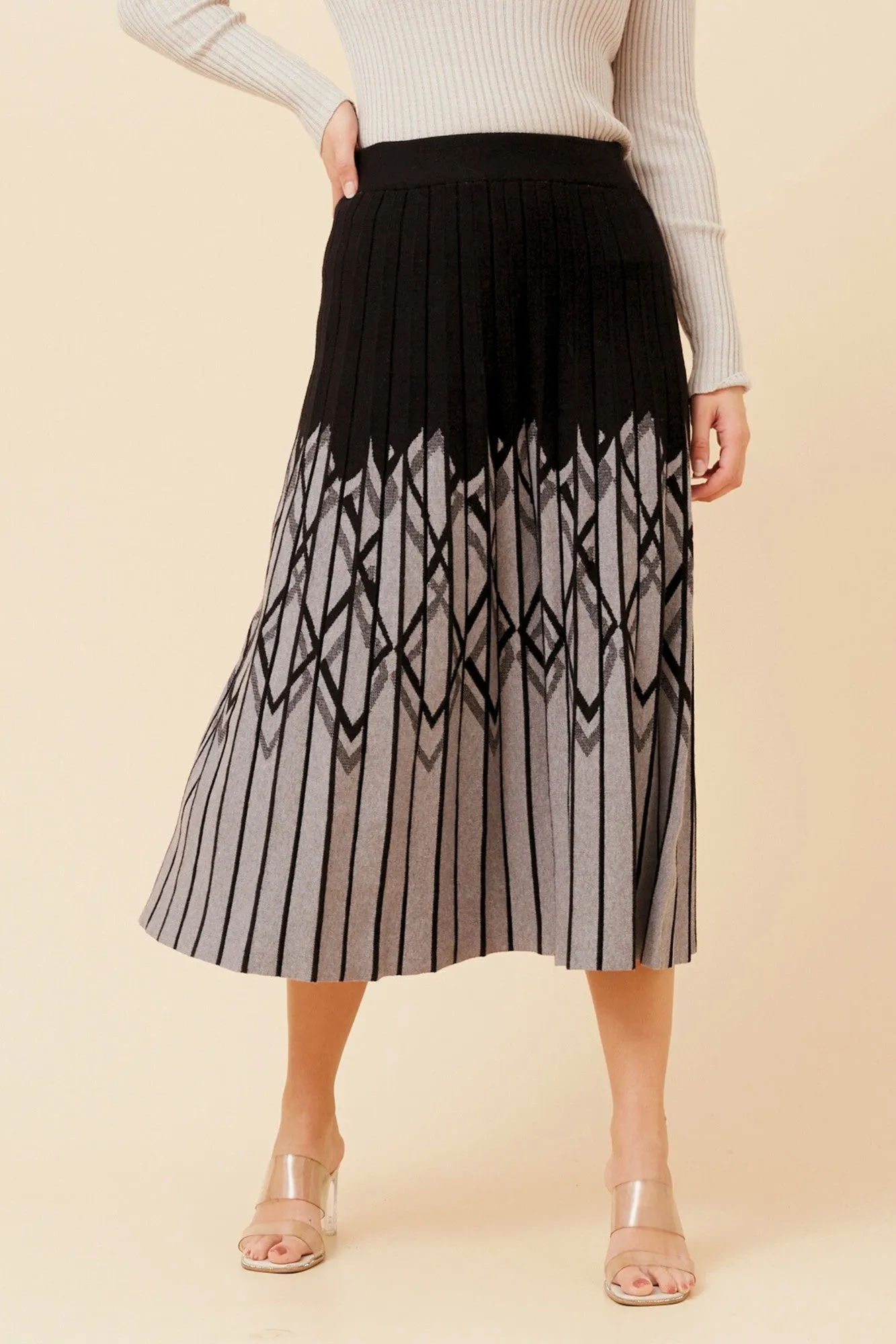 Double Layered Design ISA PLEATED KNIT MIDI SKIRT