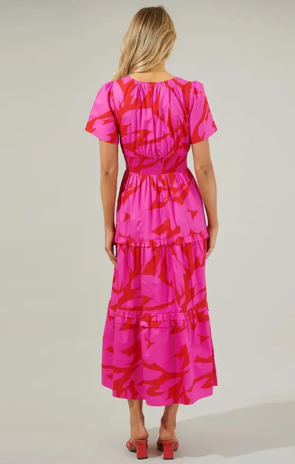 Jolene Palmer Poplin Tiered Maxi Contrast-Panel Urban Fit