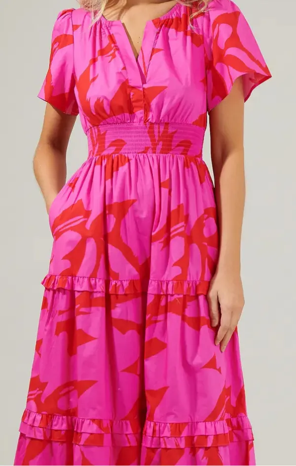 Silk Air Chill Lines Jolene Palmer Poplin Tiered Maxi