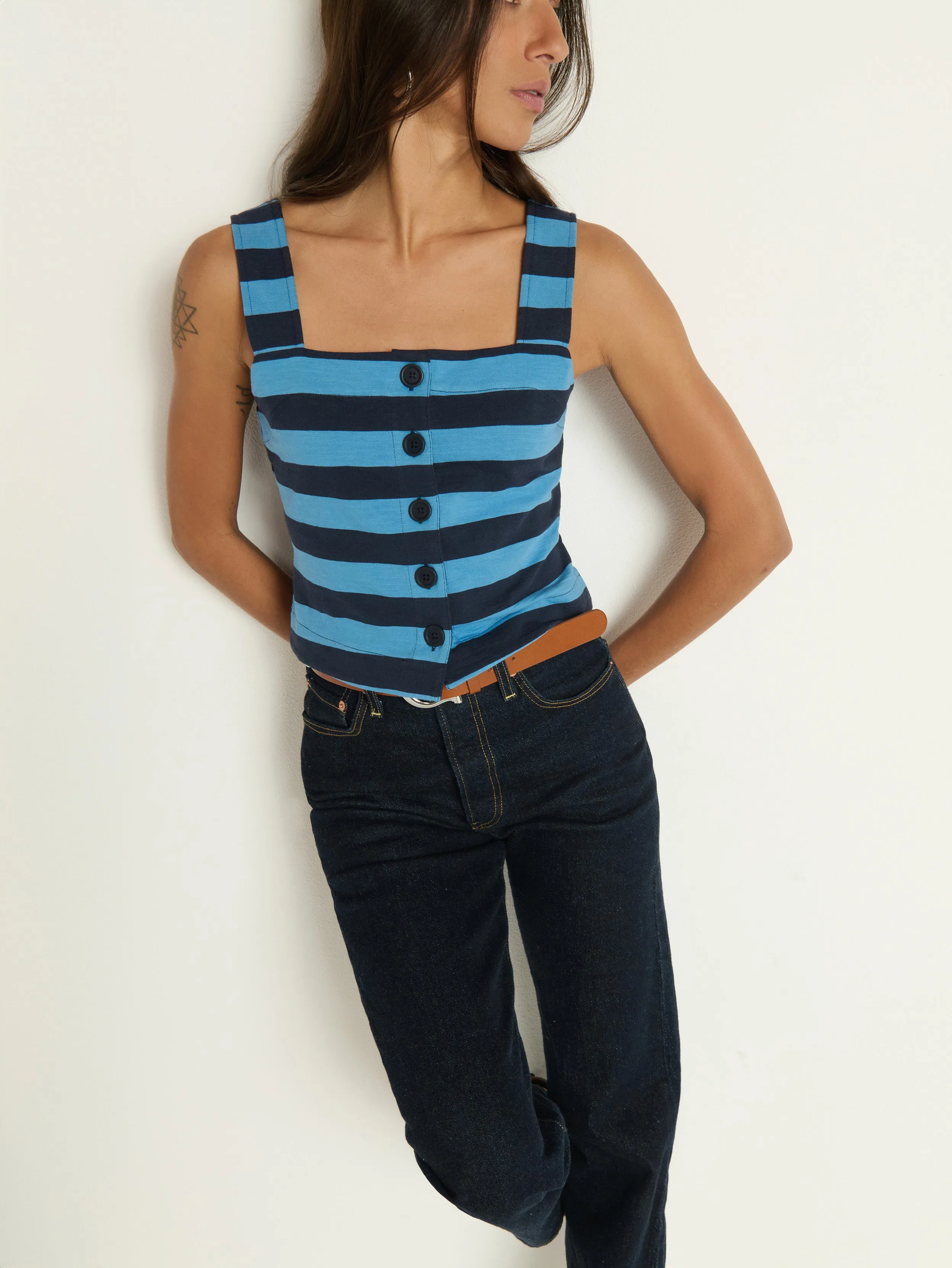 Joni Stripe Tank Fade Resistant Dye Comfy Performance Wear