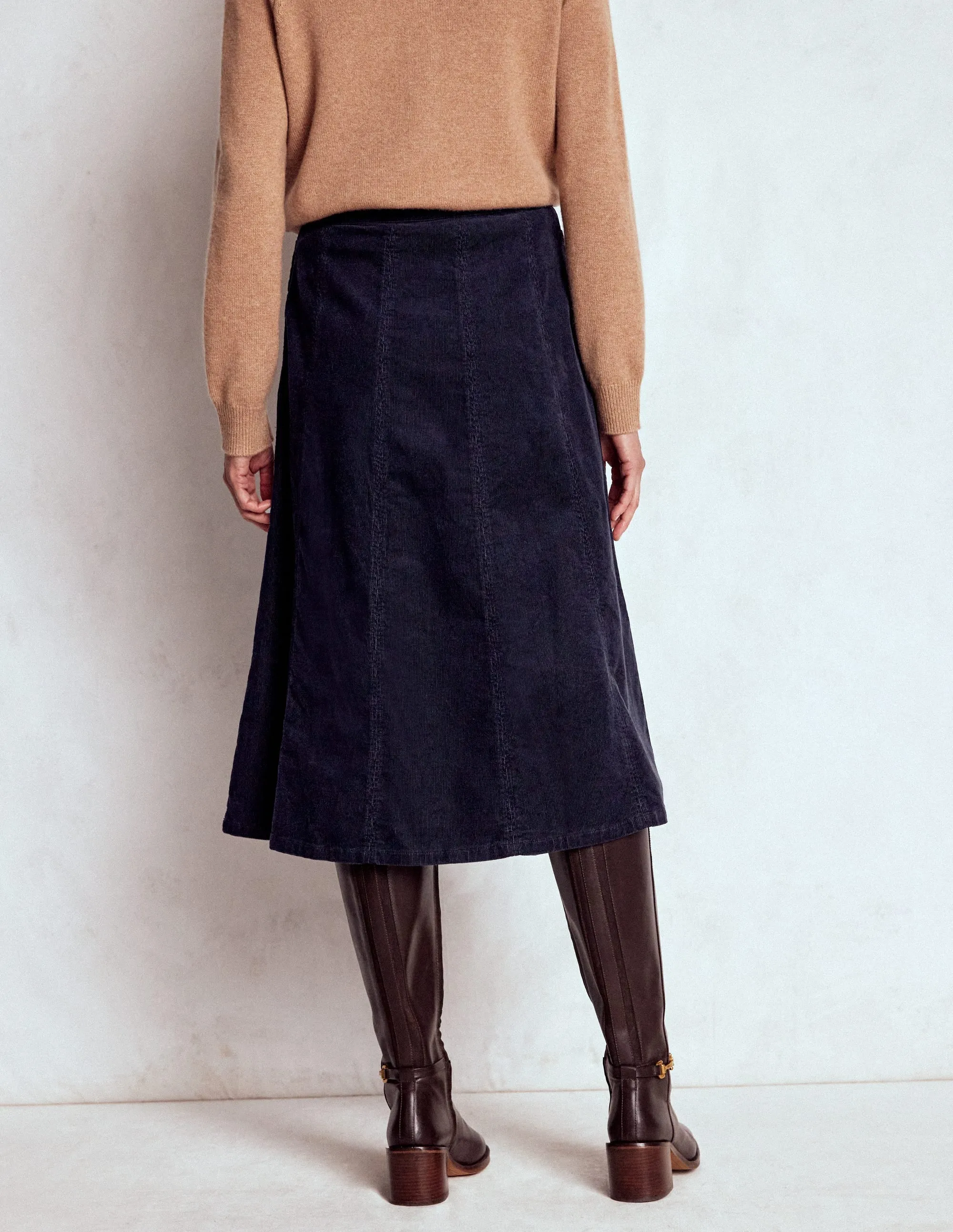 Joy Cord Midi Skirt-Navy Eco conscious