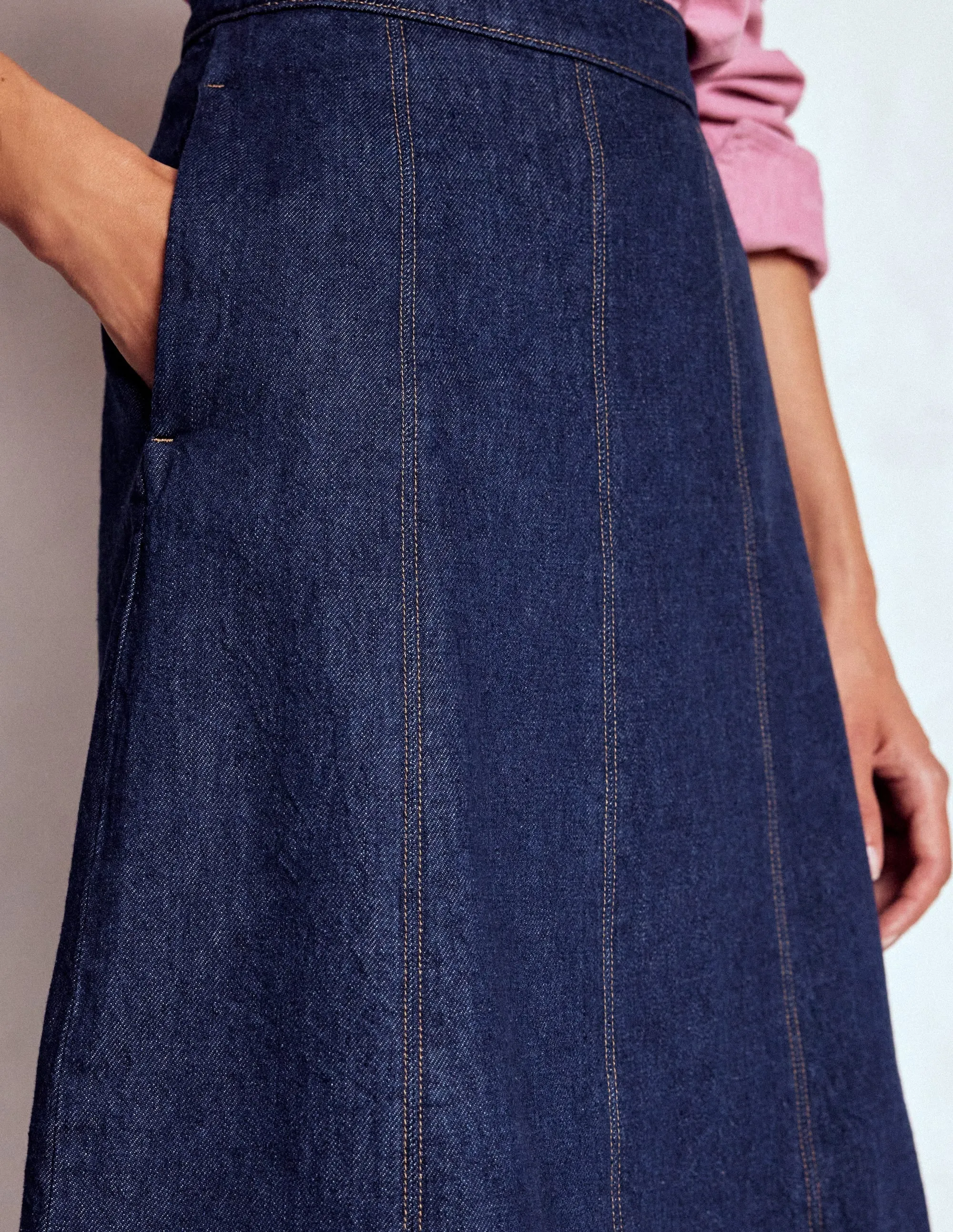 Joy Panelled Denim Skirt-indigo urban scene Cozy Tones