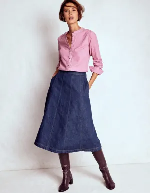 Transitional Wear Joy Panelled Denim Skirt-indigo