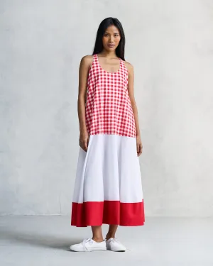 Karibu Dress - Red & White Texture Rich Cocktail-Party