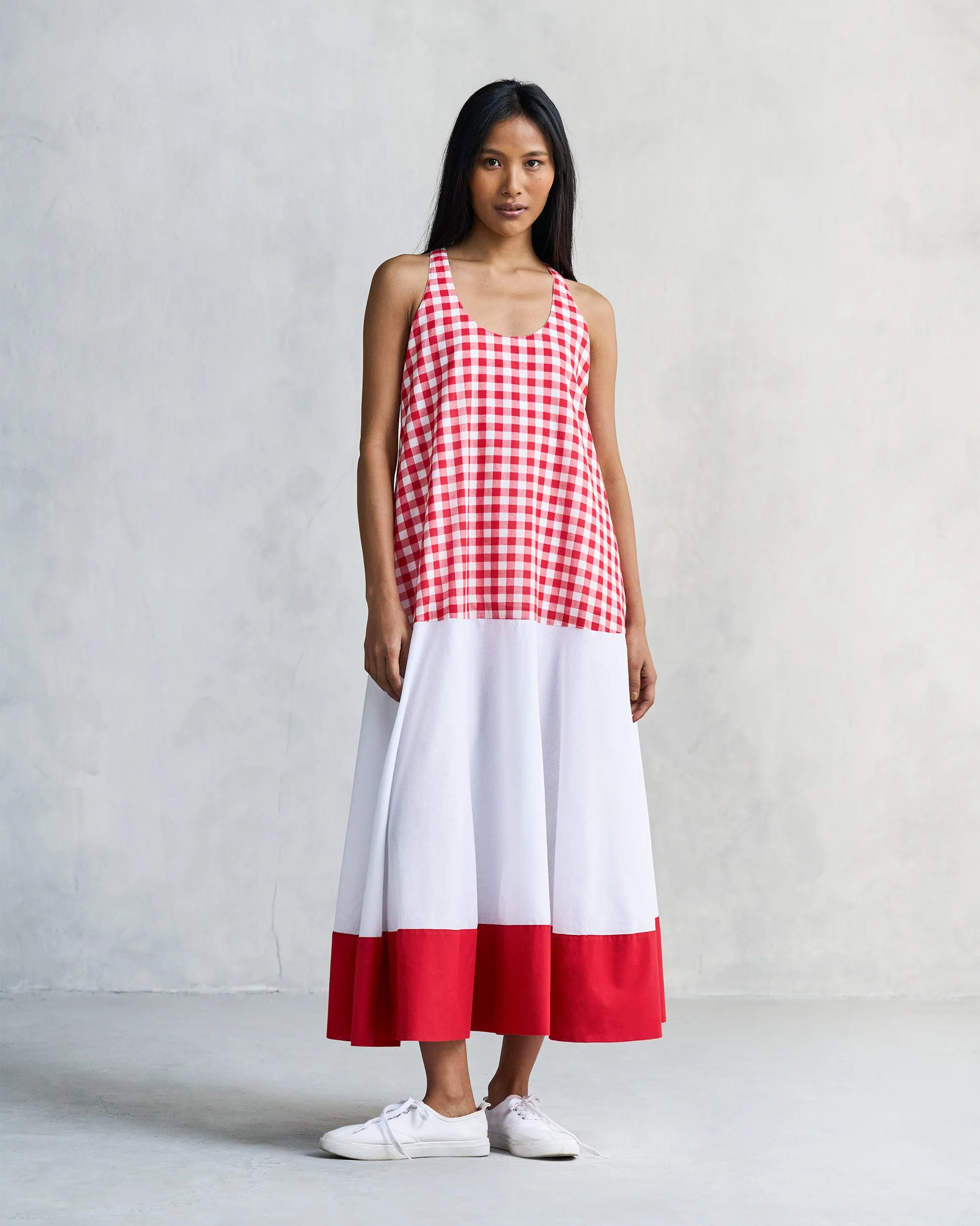 Karibu Dress - Red & White Texture Rich Cocktail-Party