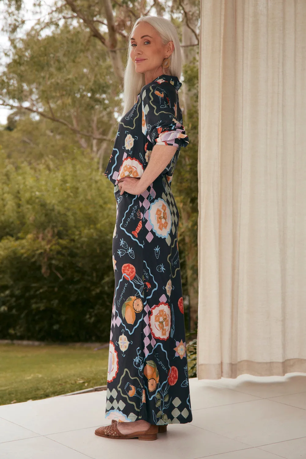 Katie Bias Cut Skirt in New Orleans Tiered Design