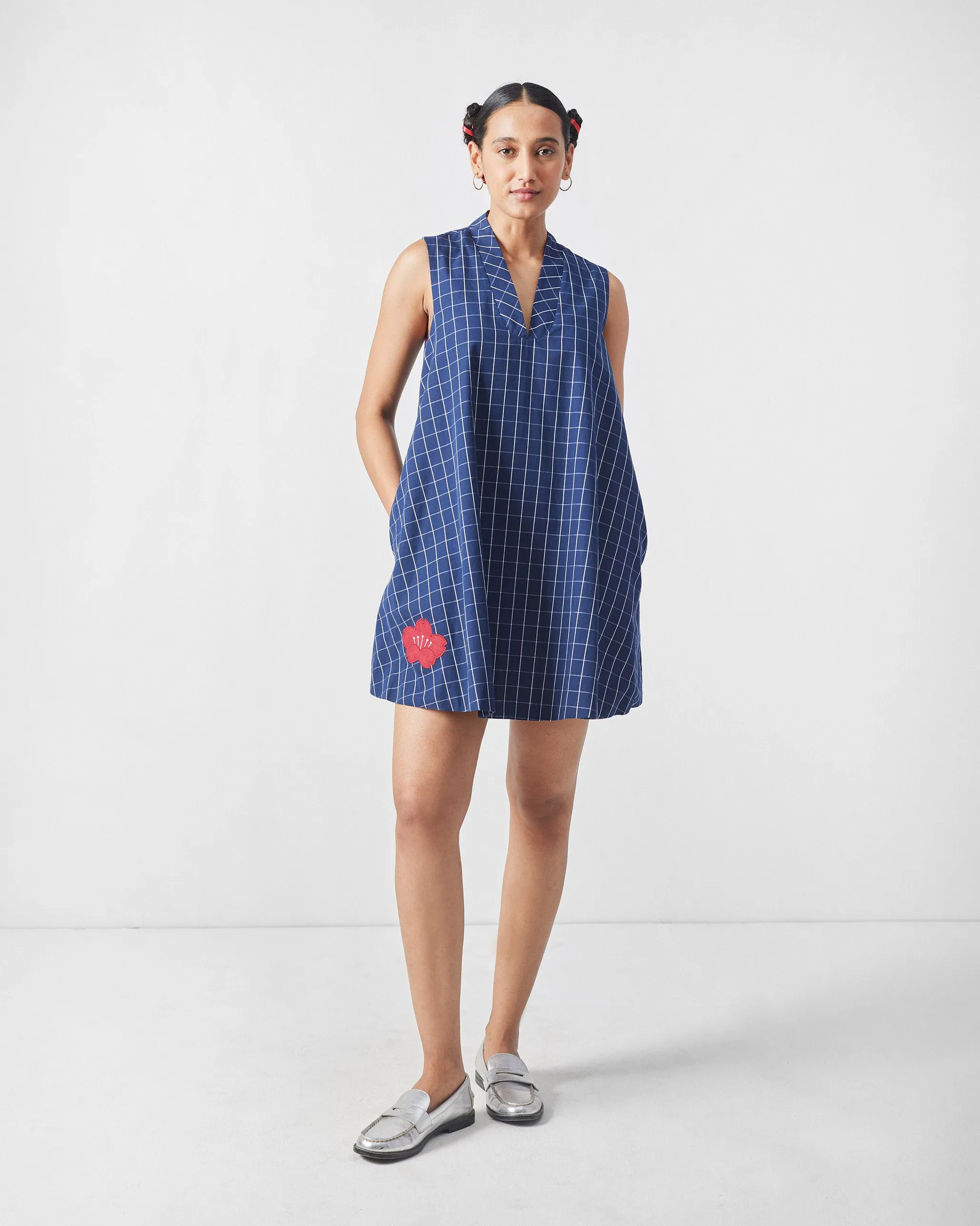 Sunset Hour Nature Glow Kawaii Reversible Dress - Navy & Red