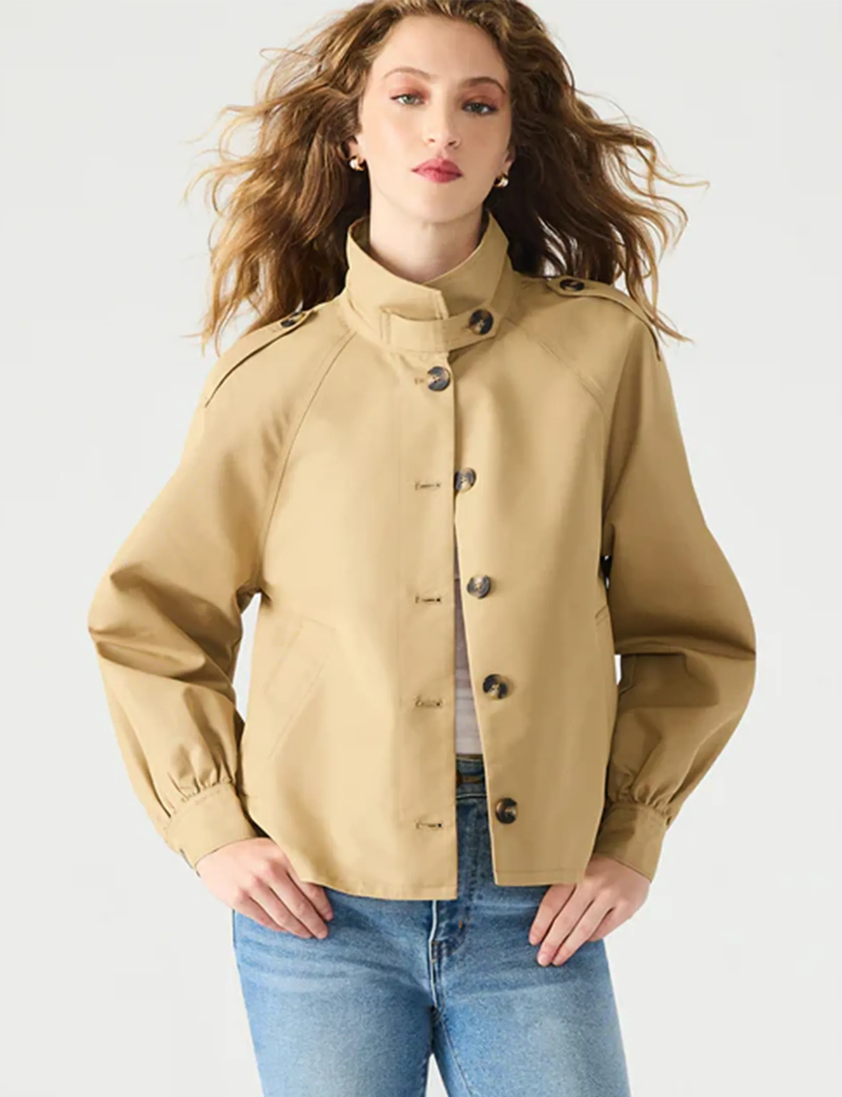Kaylee Jacket, Medium Khaki UV Protective Layer Functional Zip Detail