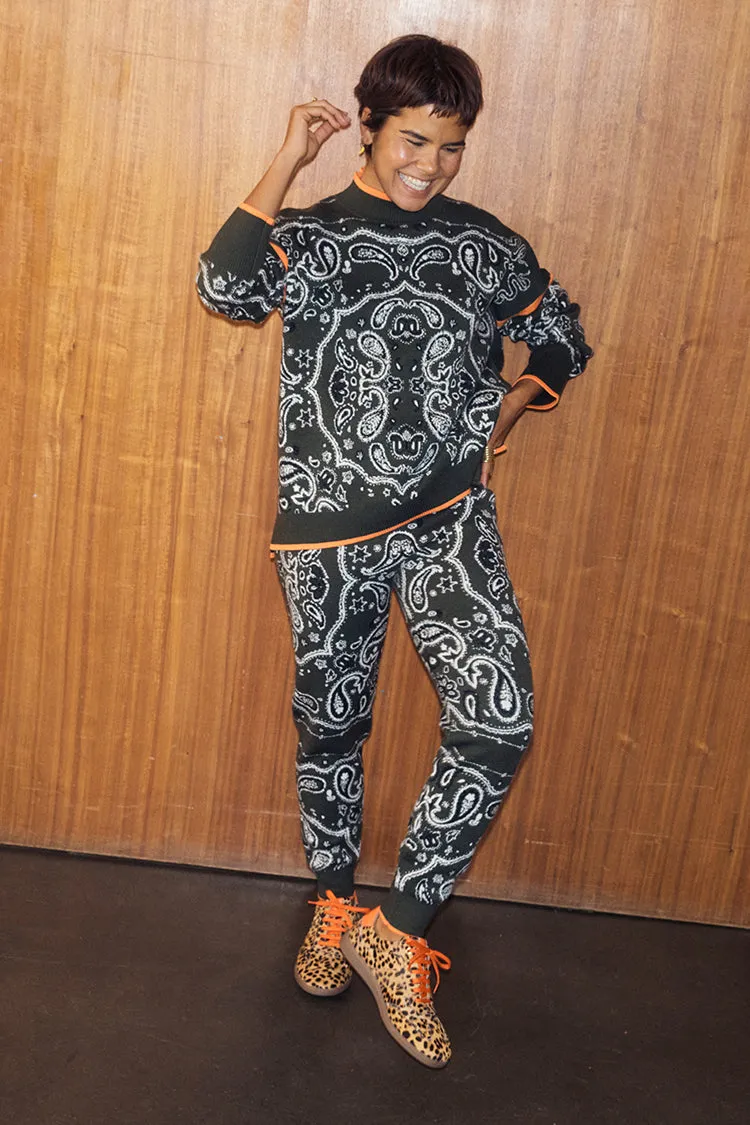 Khaki Bandana Dana Jumper Ribbed Edging