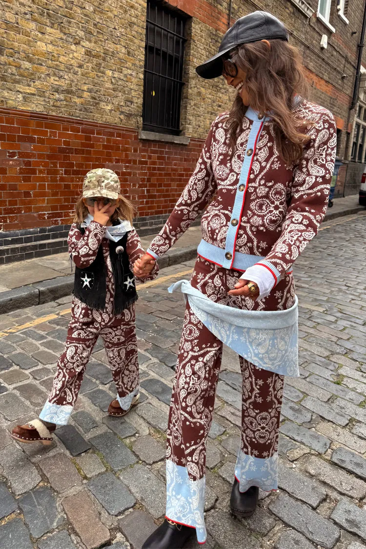 Kids Chocolate Bandana Knitted Set Stretch Flexibility Compact Style