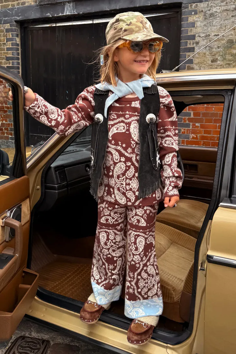 Kids Chocolate Bandana Knitted Set Versatile Warmth