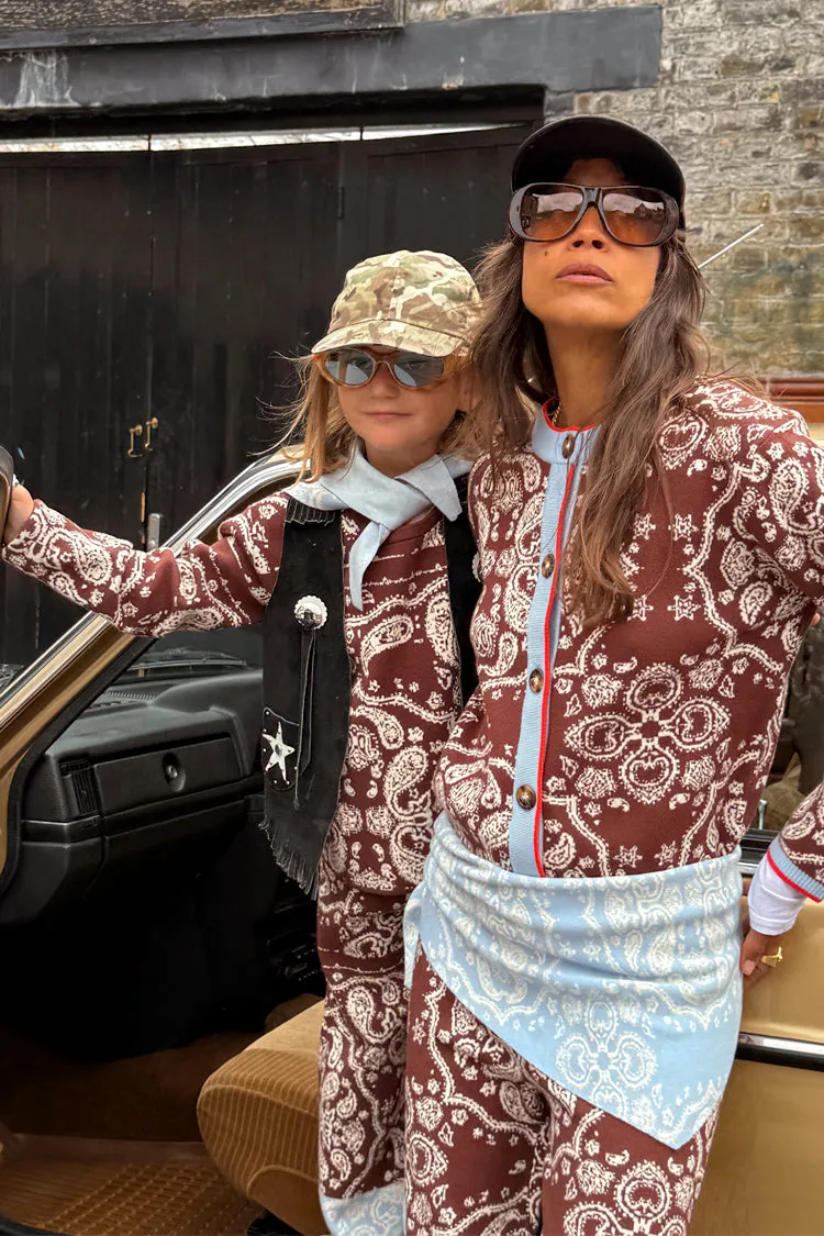 Kids Chocolate Bandana Knitted Set Wrinkle resistant fabric