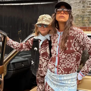 Relaxed casual fit Kids Chocolate Bandana Knitted Set