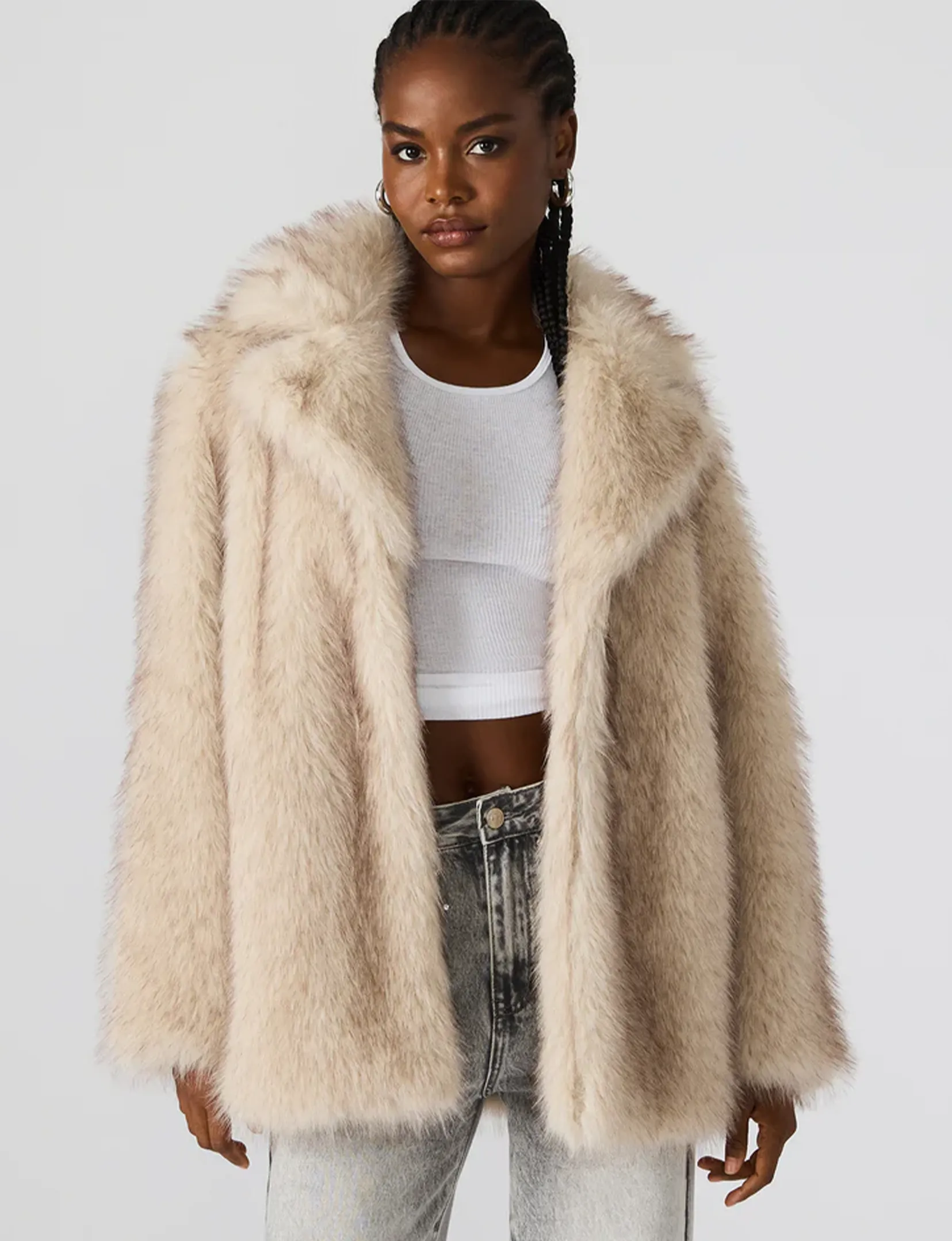 Kindra Coat, Natural Double Layered Collar