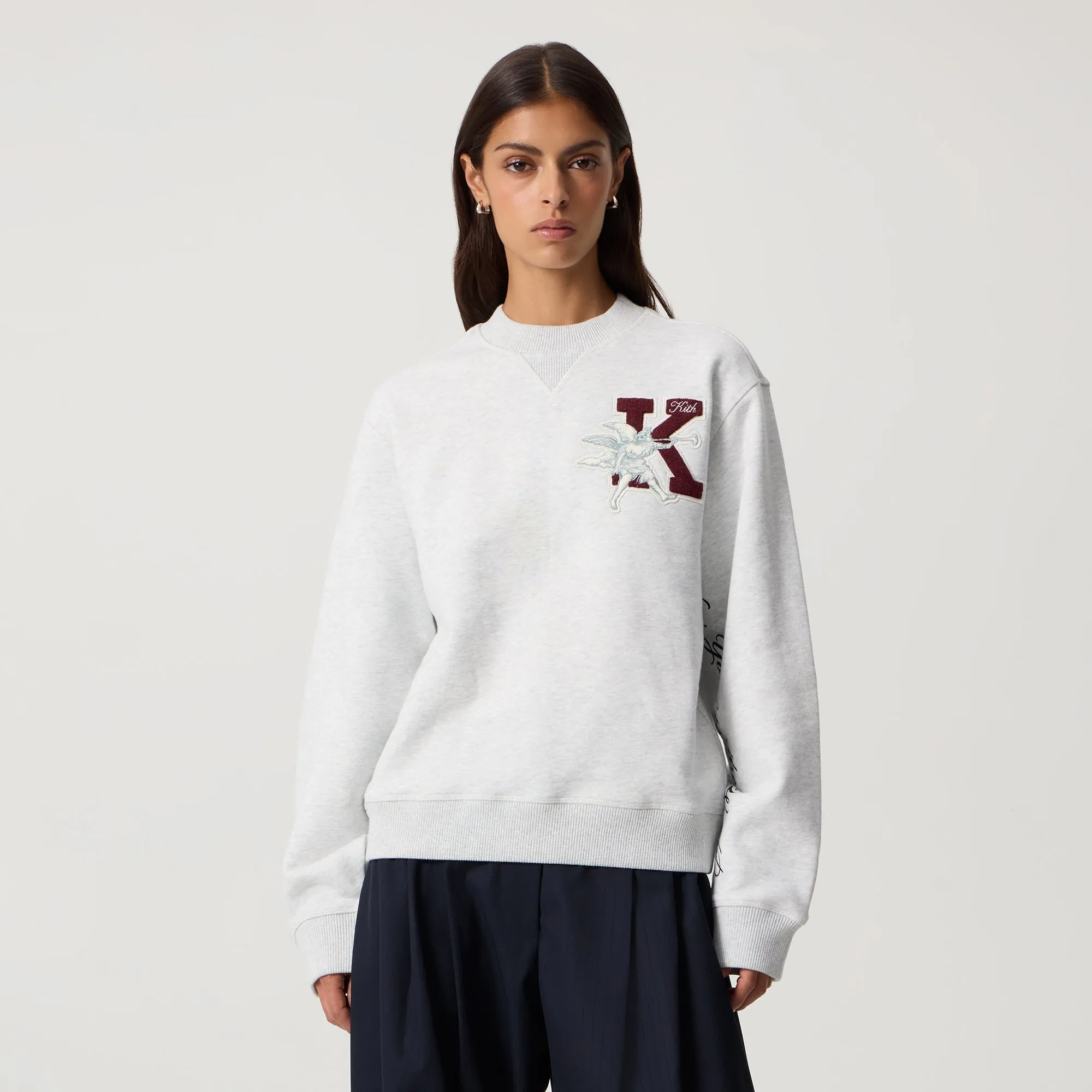 Kith Women Ashwin NY to the World Crewneck - Light Heather Grey Weekend Minimal