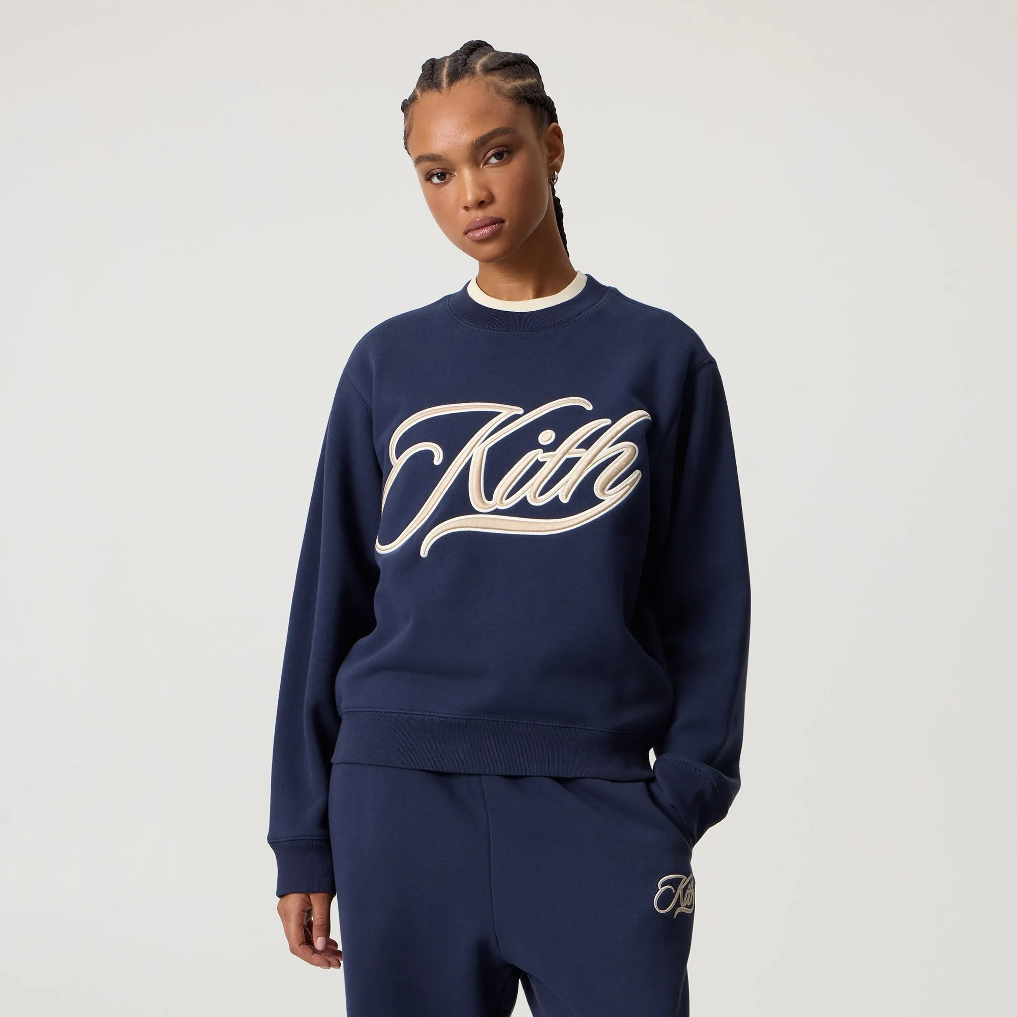 Kith Women Ashwin Varsity Crewneck - Nocturnal Everyday Look good for yoga