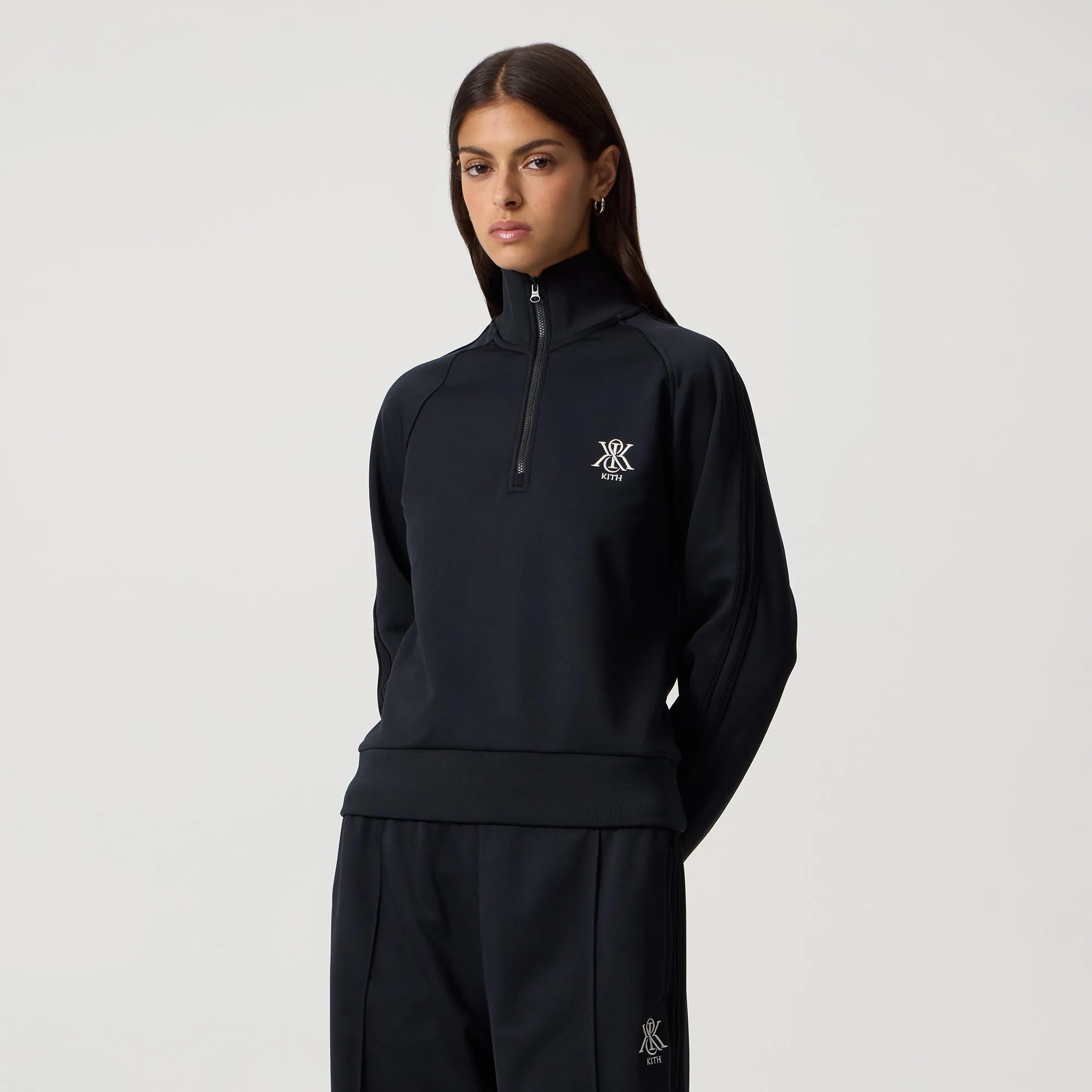Kith Women Everly Tricot Track Quarter Zip - Black Tweed