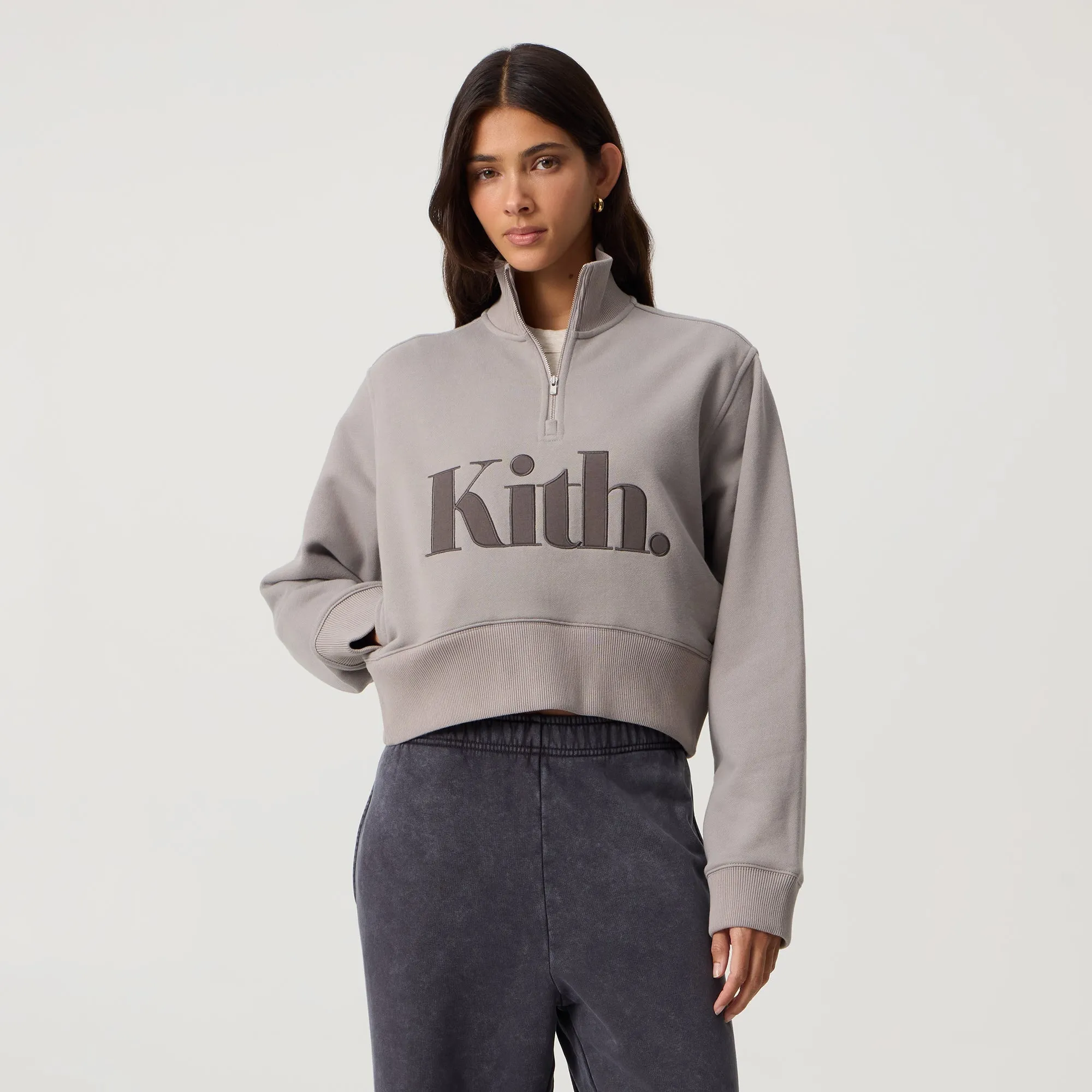surfing suitable Kith Women Hunter II Punctuated Logo Quarter Zip - Storm