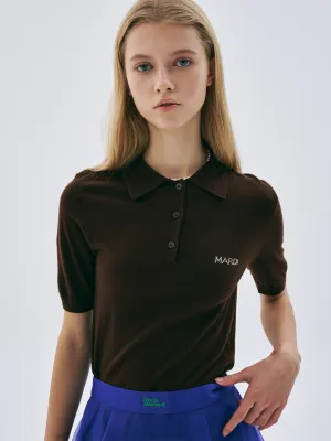 UV Protection Fabric Soft Material KNIT SLIMFIT SHIRT PIQUET_BROWN