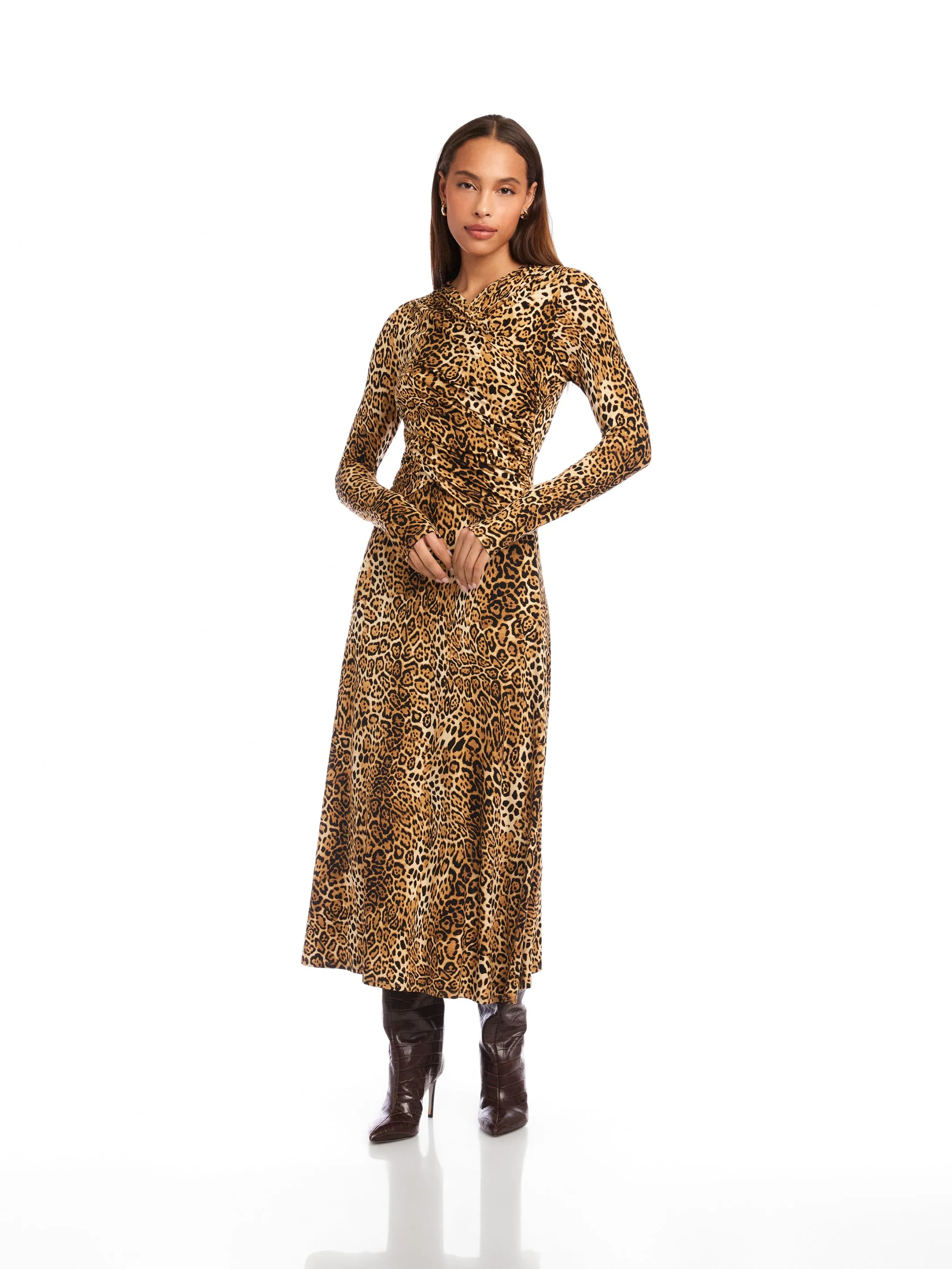 Kourtney Cross-Front Midi Dress Wool-Blend Classic Motion