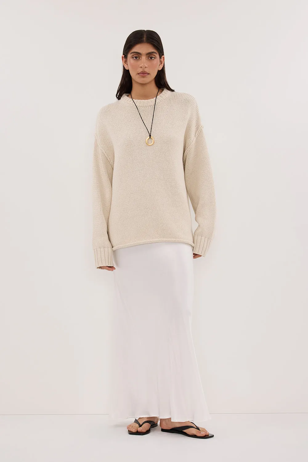 CHARLI WHITE SATIN MAXI SKIRT Seamless construction Stretch Comfort