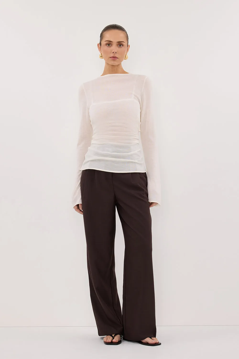 City Ready Lightweight Weave NICO OFF WHITE MERINO KNIT TOP