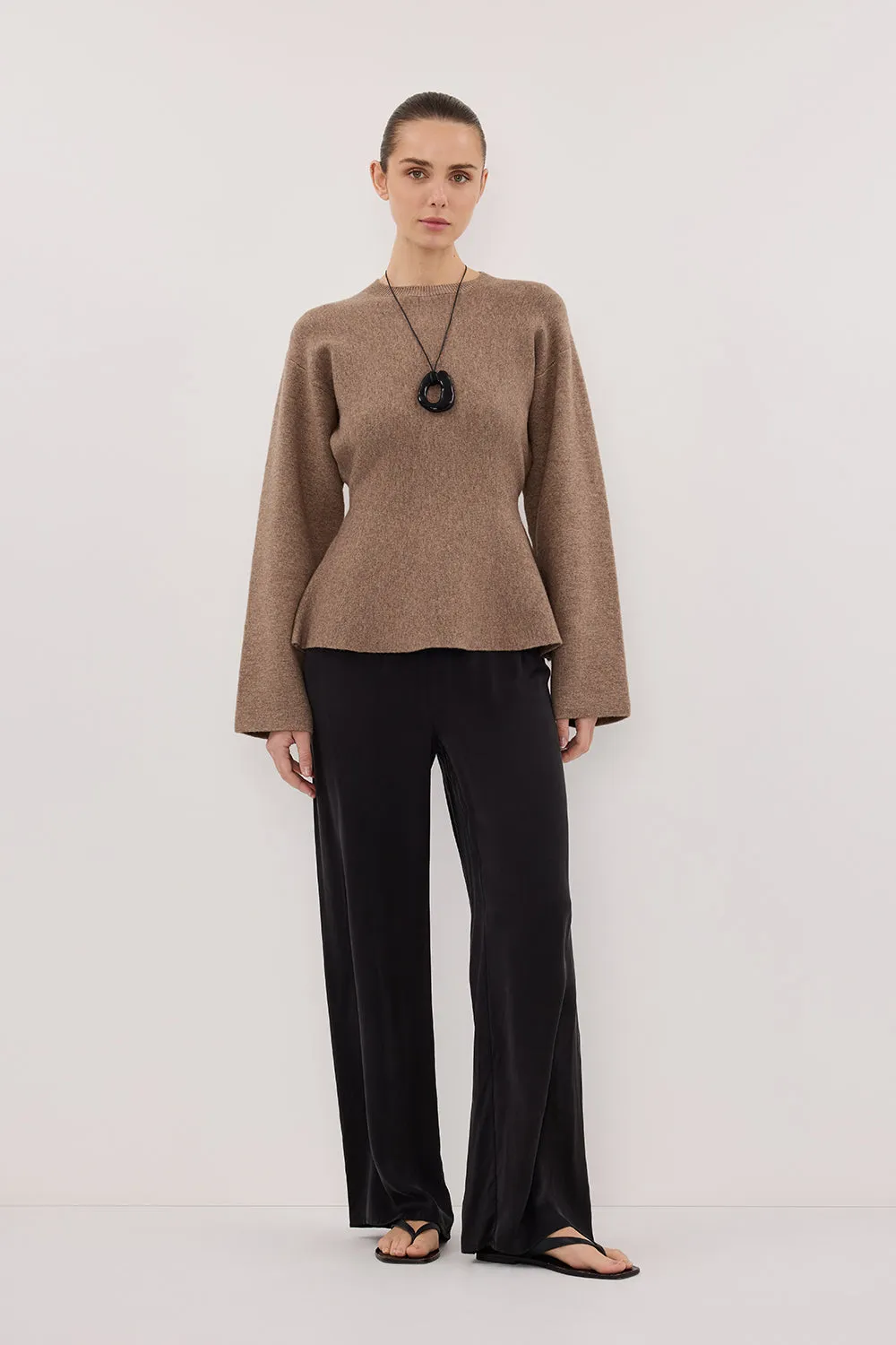 OdorResistant Basic Style LANIE CHOC LONG SLEEVE KNIT TOP