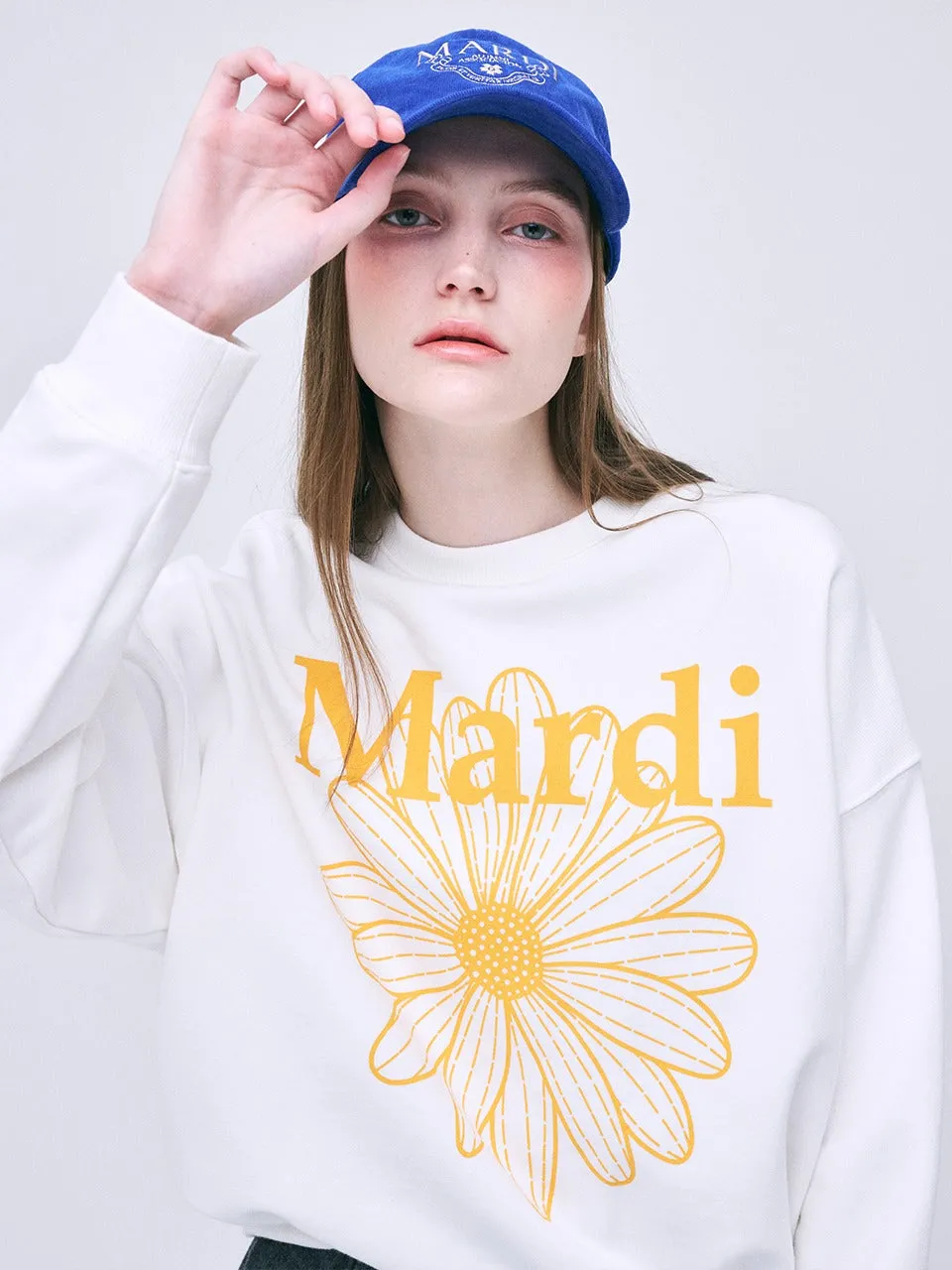 SWEATSHIRT FLOWERMARDI_WHITE TANGERINE Timeless Bold Cozy Style