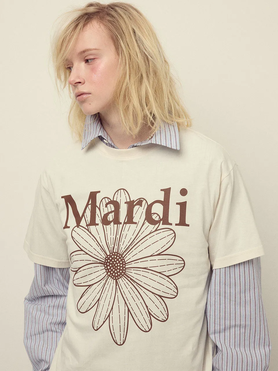 Spring Wear TSHIRT FLOWERMARDI_CREAM BROWN