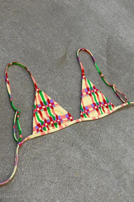 Layla Bikini Top in Plaid Tropical Vacation