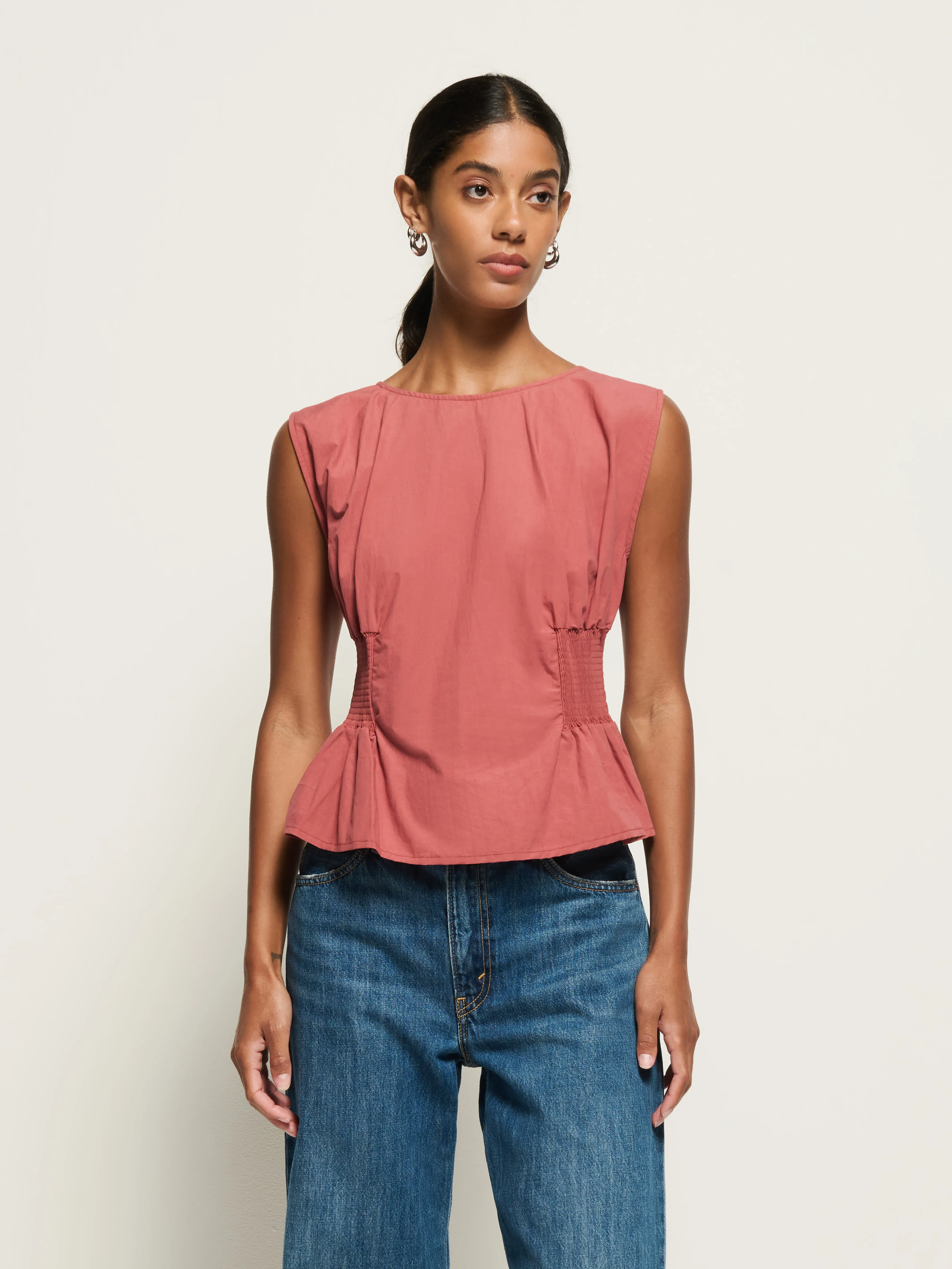 Reinforced Neckline Breathable Design Wear Lela Smocked Top