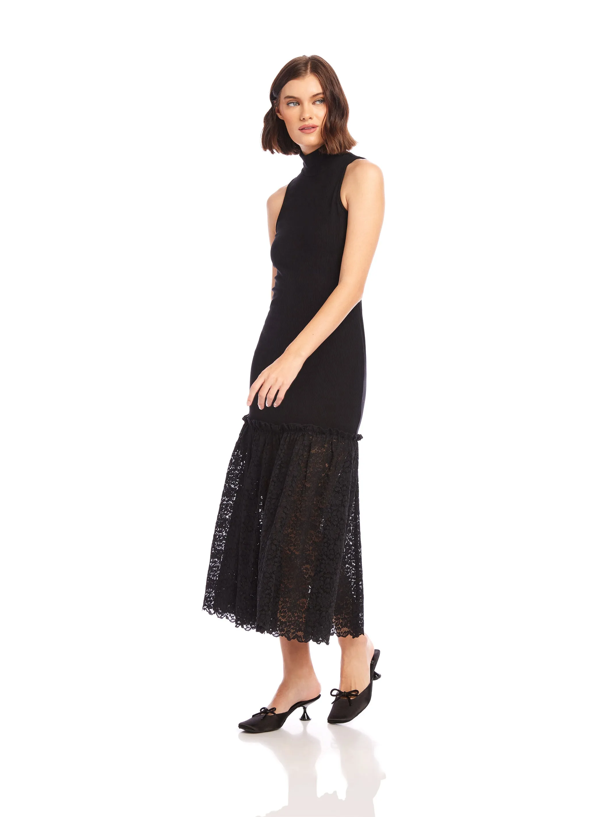 Liana Contrast Lace Dress Refined Aesthetic