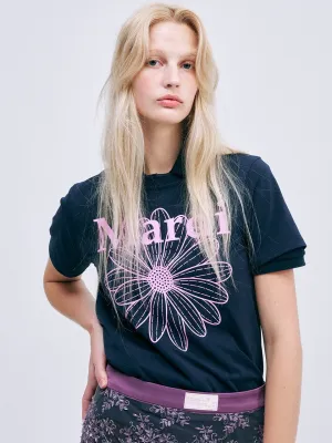 SLIM TSHIRT FLOWERMARDI_NAVY LAVENDER Athletic Wear