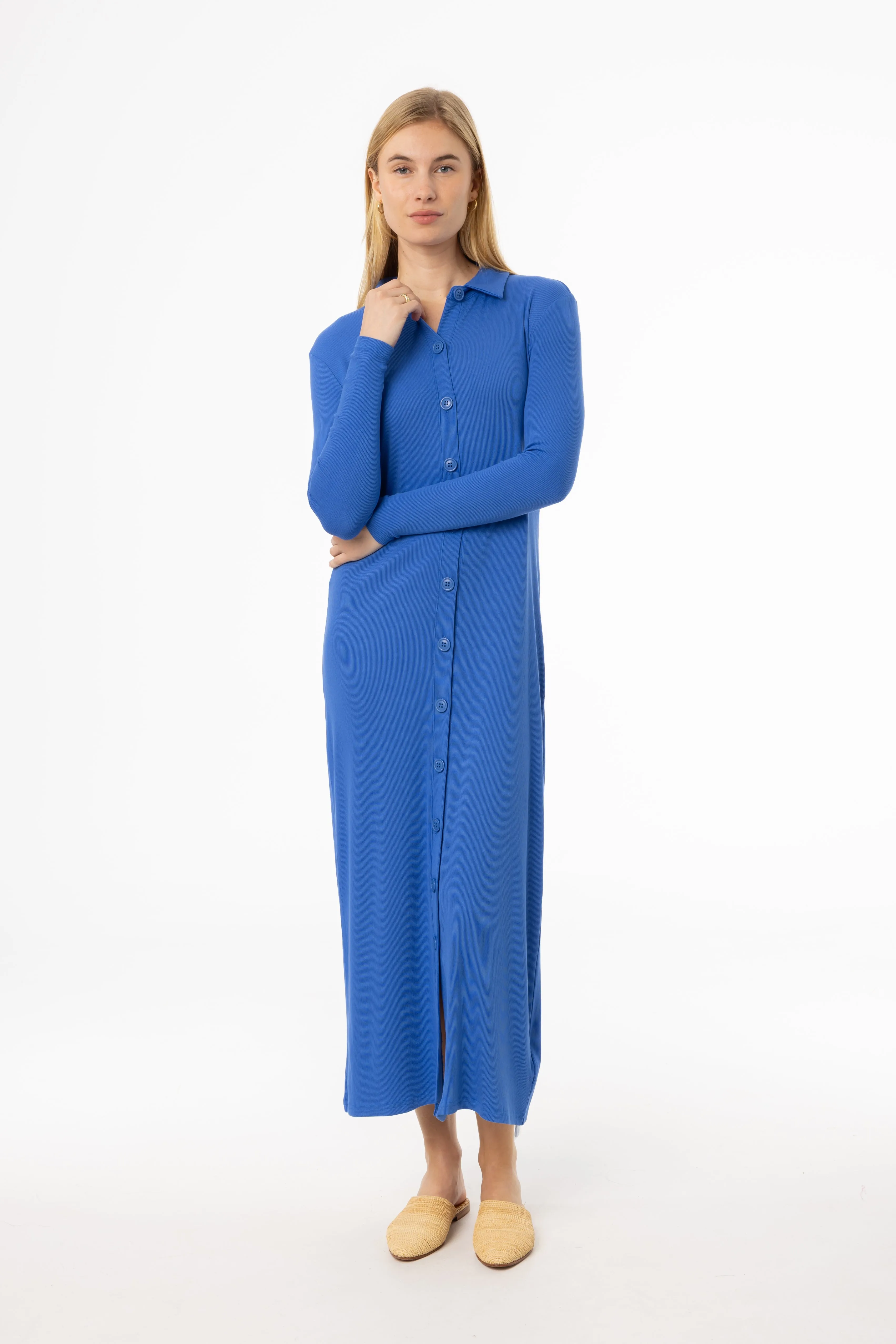 Cobalt Blue Cardi Maxi Dress Versatile Piece BreathableFabric