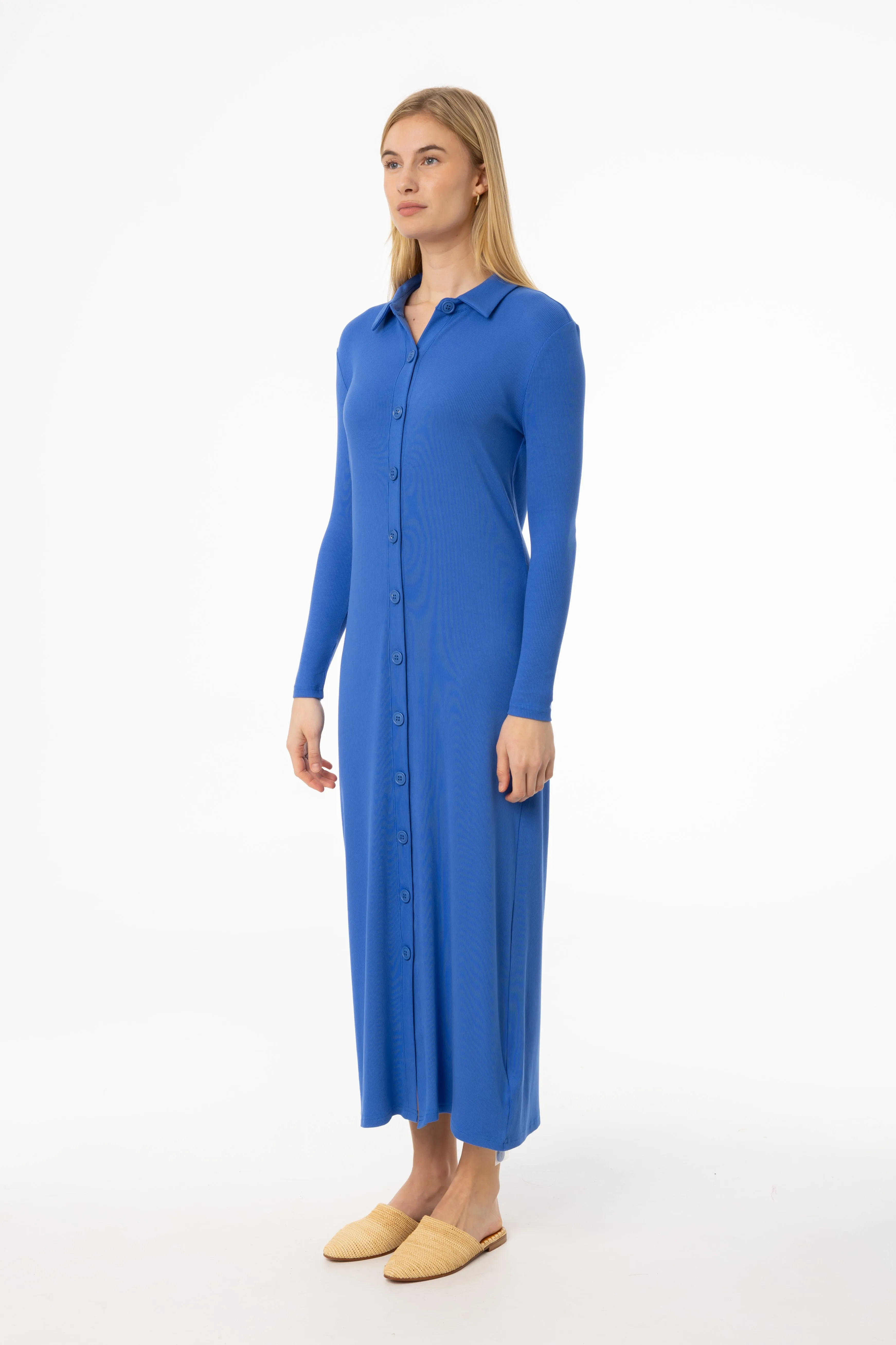 MoldResistantTexture Sophisticated Appeal Cobalt Blue Cardi Maxi Dress