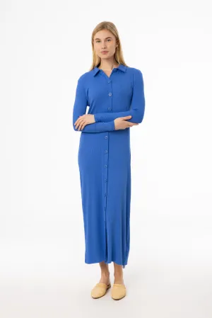 Cobalt Blue Cardi Maxi Dress Silky Movement Comfort Layer Wear