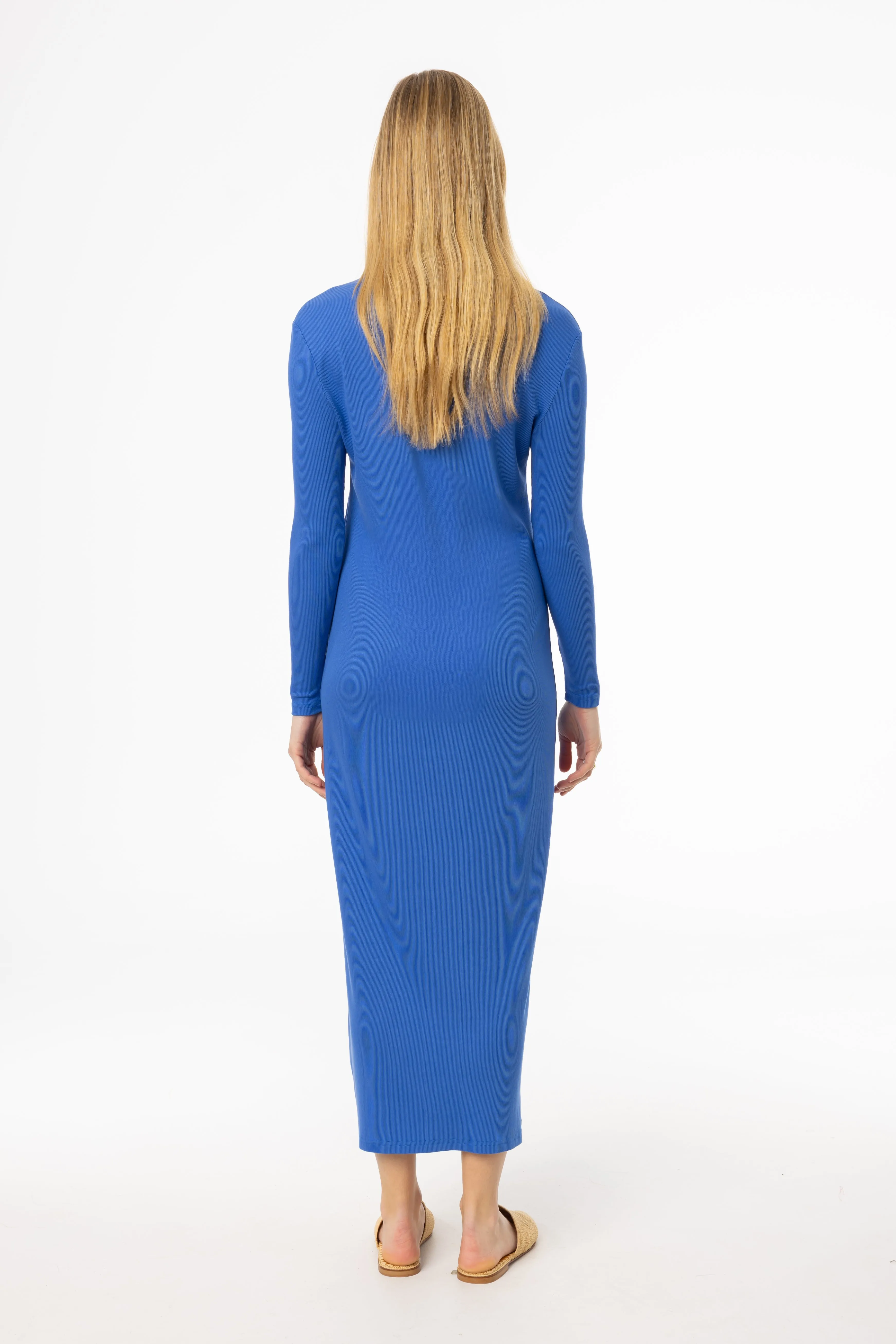 Sleek Design Fit Cobalt Blue Cardi Maxi Dress