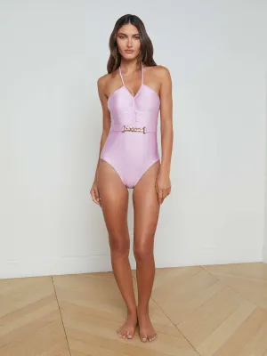 Leila Halter One-Piece Swimsuit Matte Look Molded Cups Design