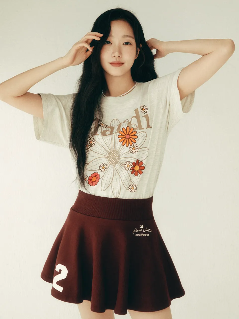 TSHIRT FLOWERMARDI BLOSSOM_OATMEAL TAUPE Crew Neck Design