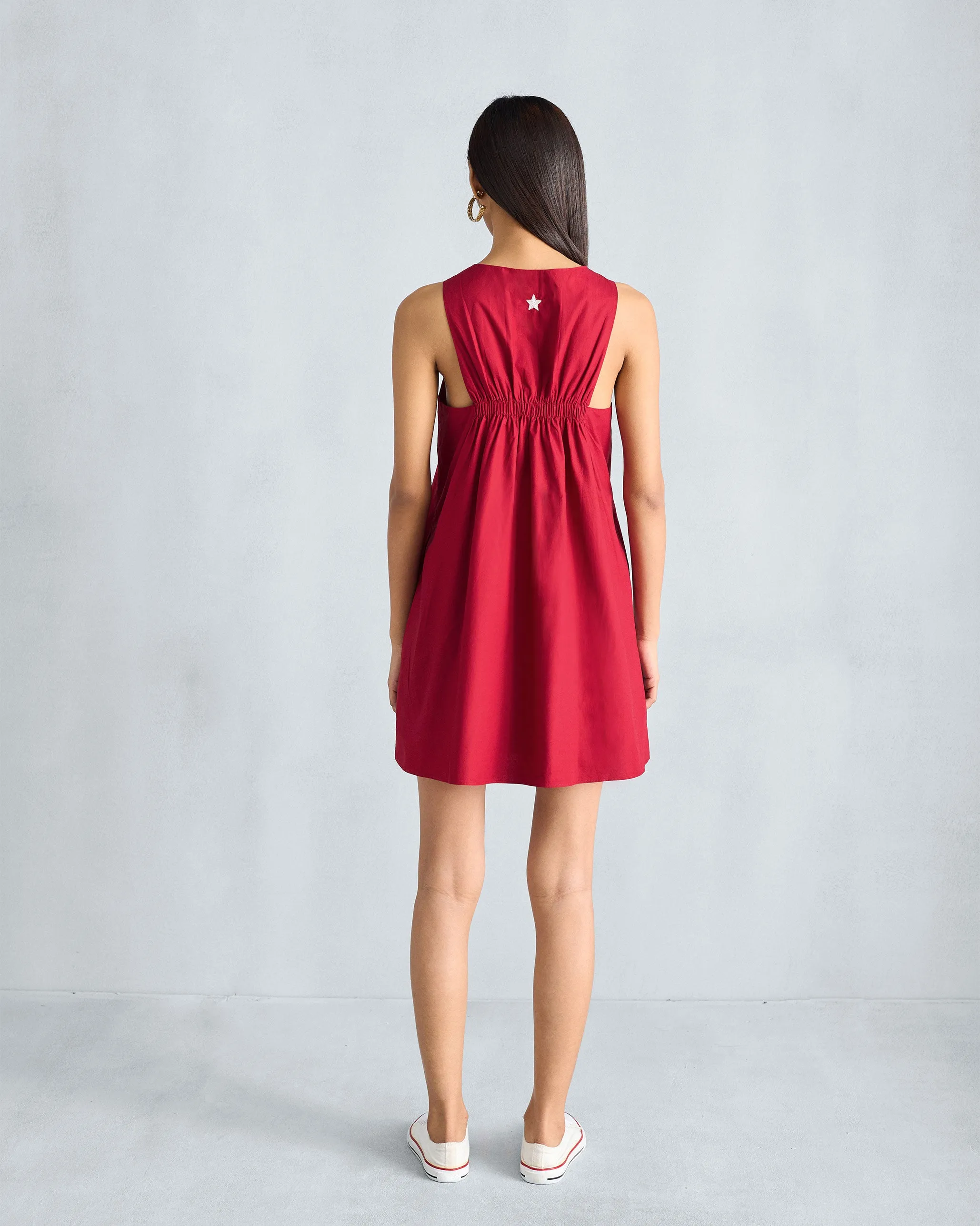 Short Racerback Dress - Red Wrinkle-Resistant