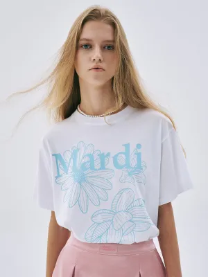 Vintage Wash TSHIRT TRIPLE FLOWER_WHITE SKY
