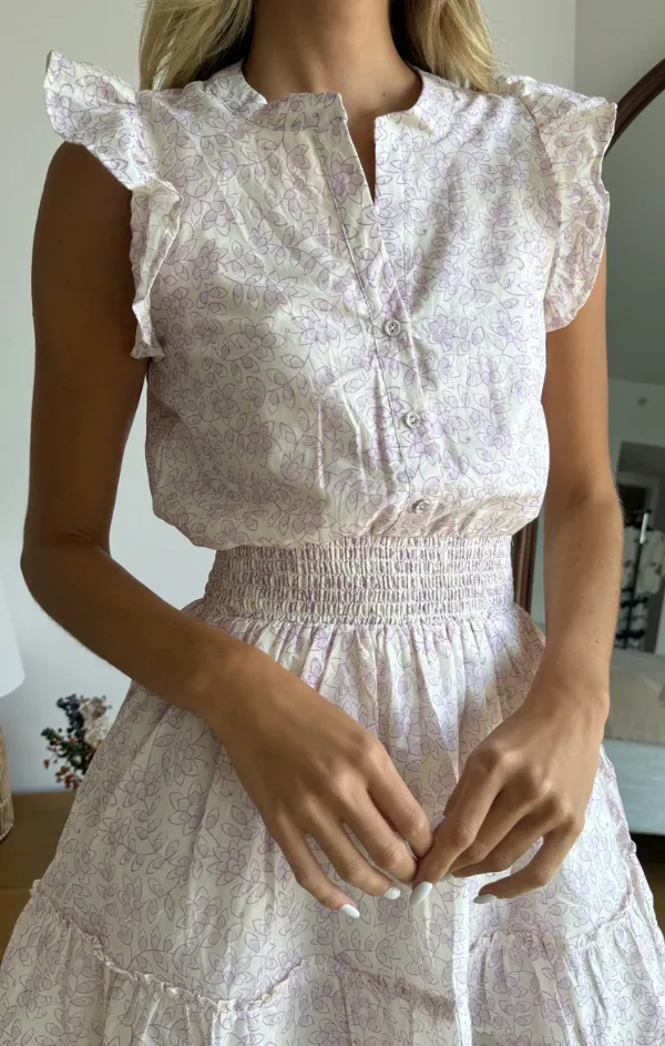 Work Favorite Lilac Blooms Flutter Sleeve Mini